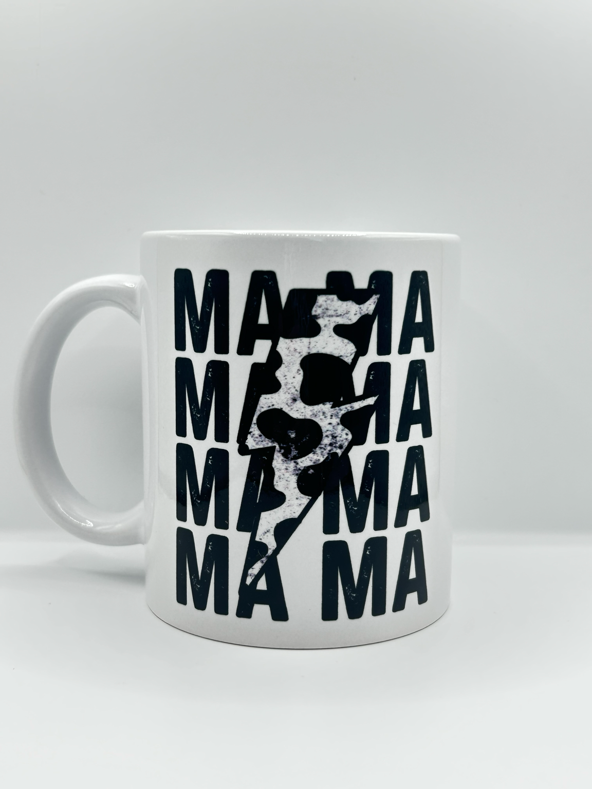MAMA Cow Print Lightning Bolt 11oz Coffee Mug