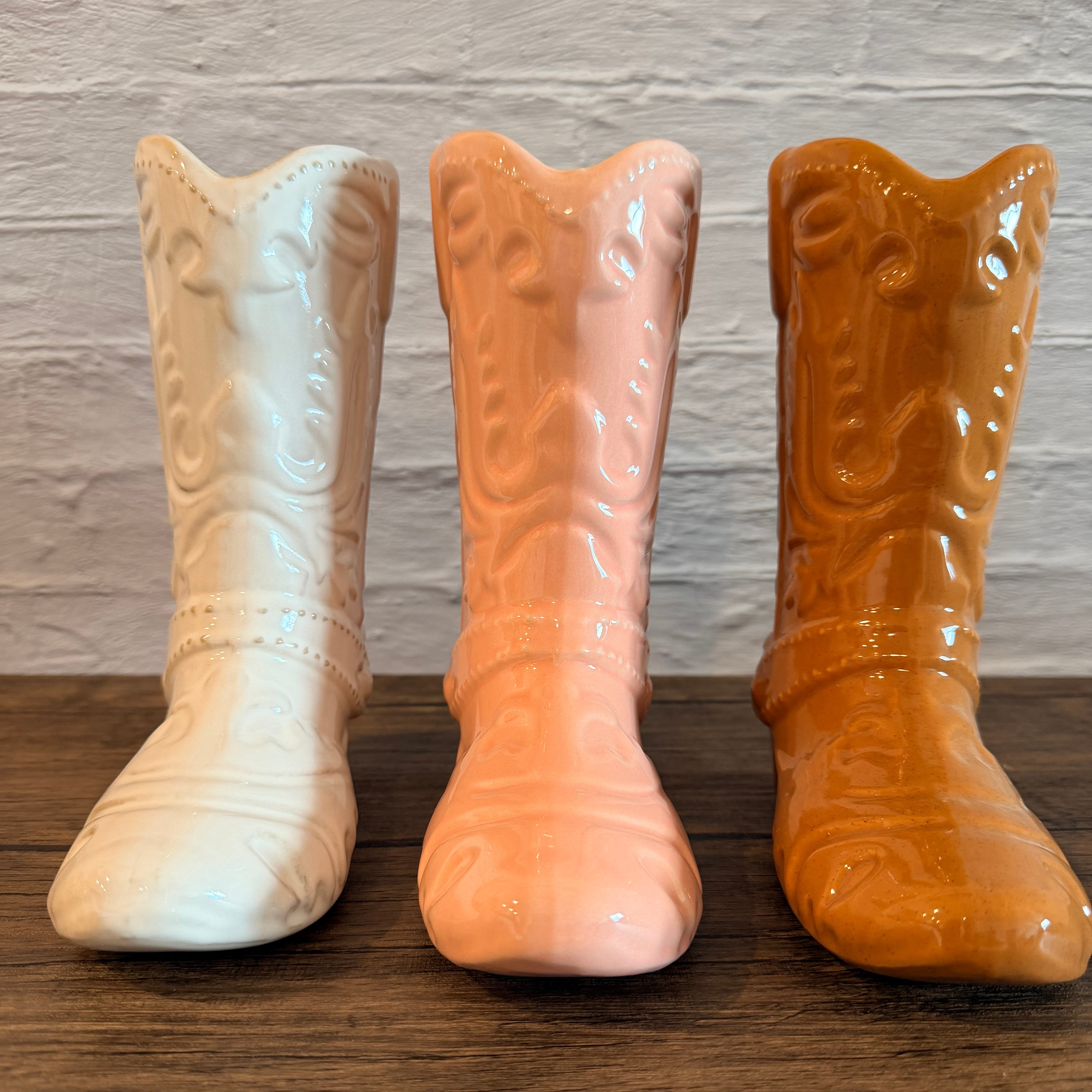 Ceramic Cowboy Boot Vase