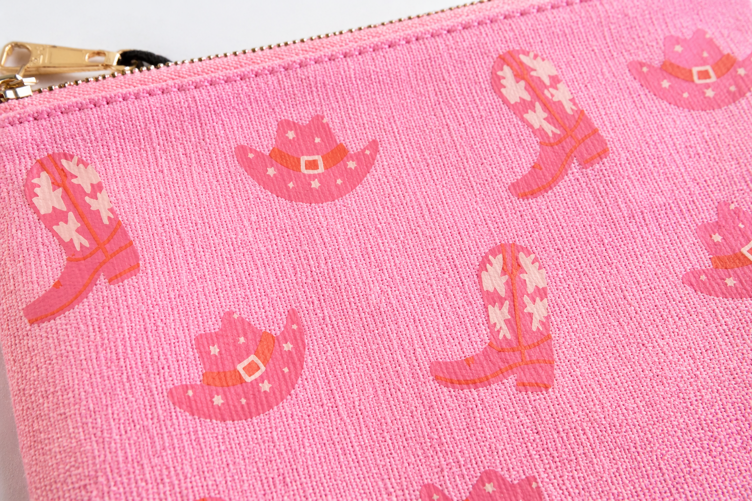Pink Cowgirl Boot & Hat Canvas Pouch