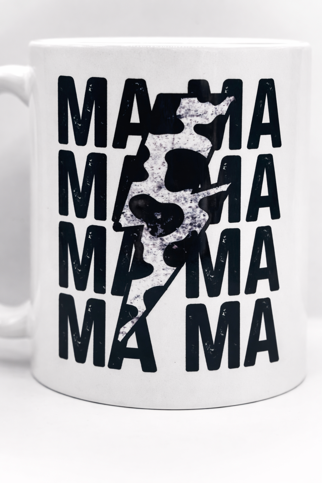 MAMA Cow Print Lightning Bolt 11oz Coffee Mug