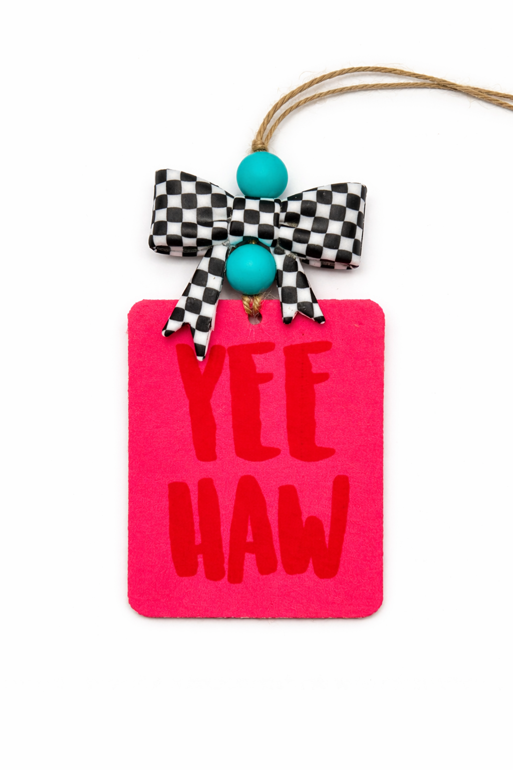 YEE HAW Car Freshie with Checkered Bow