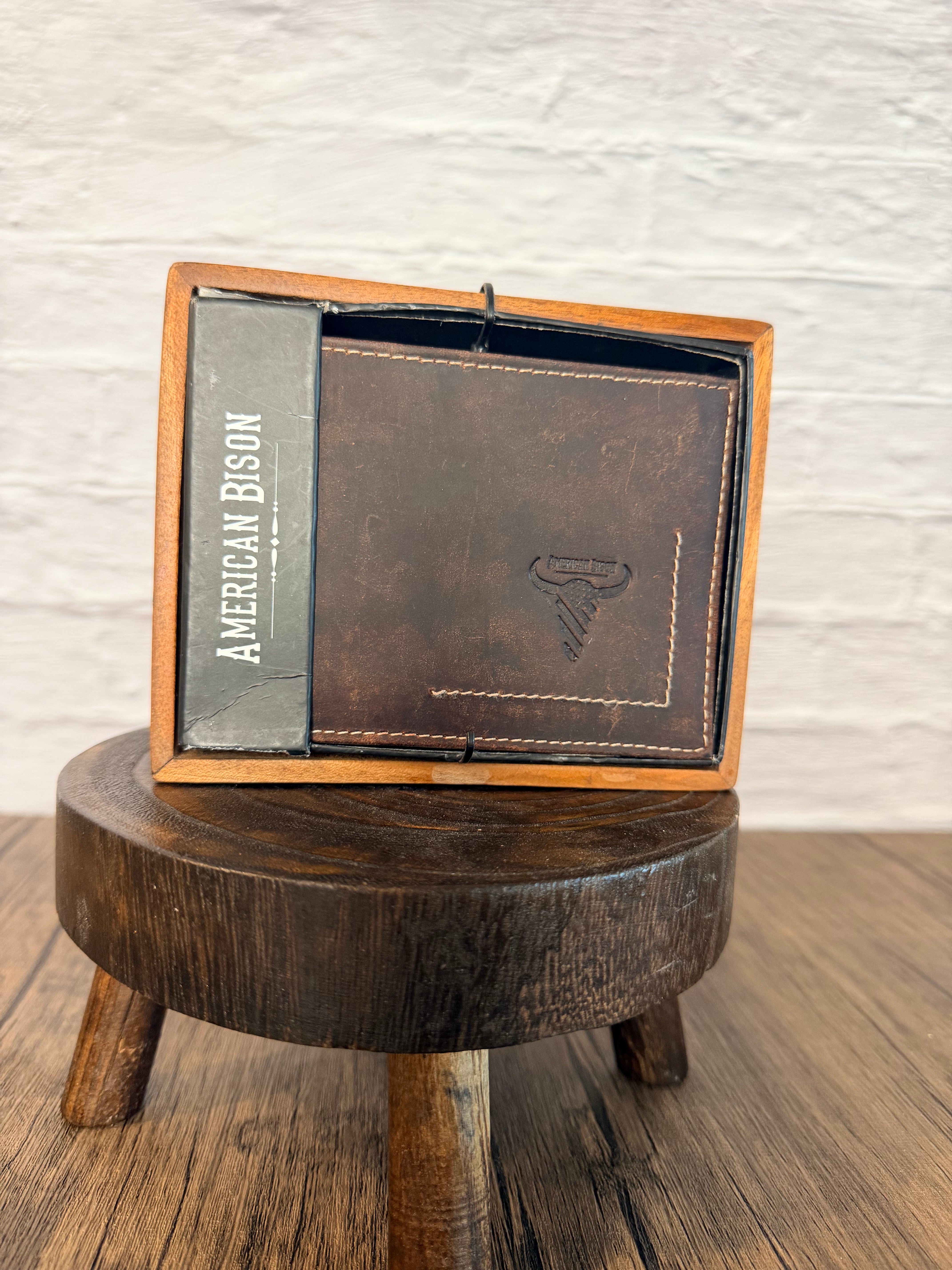 Classic Brown American Bison Genuine Leather Wallet