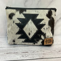 Black Cowhide Aztec Makeup Bag