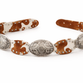 Cowhide Brown & White Western Concho Belt