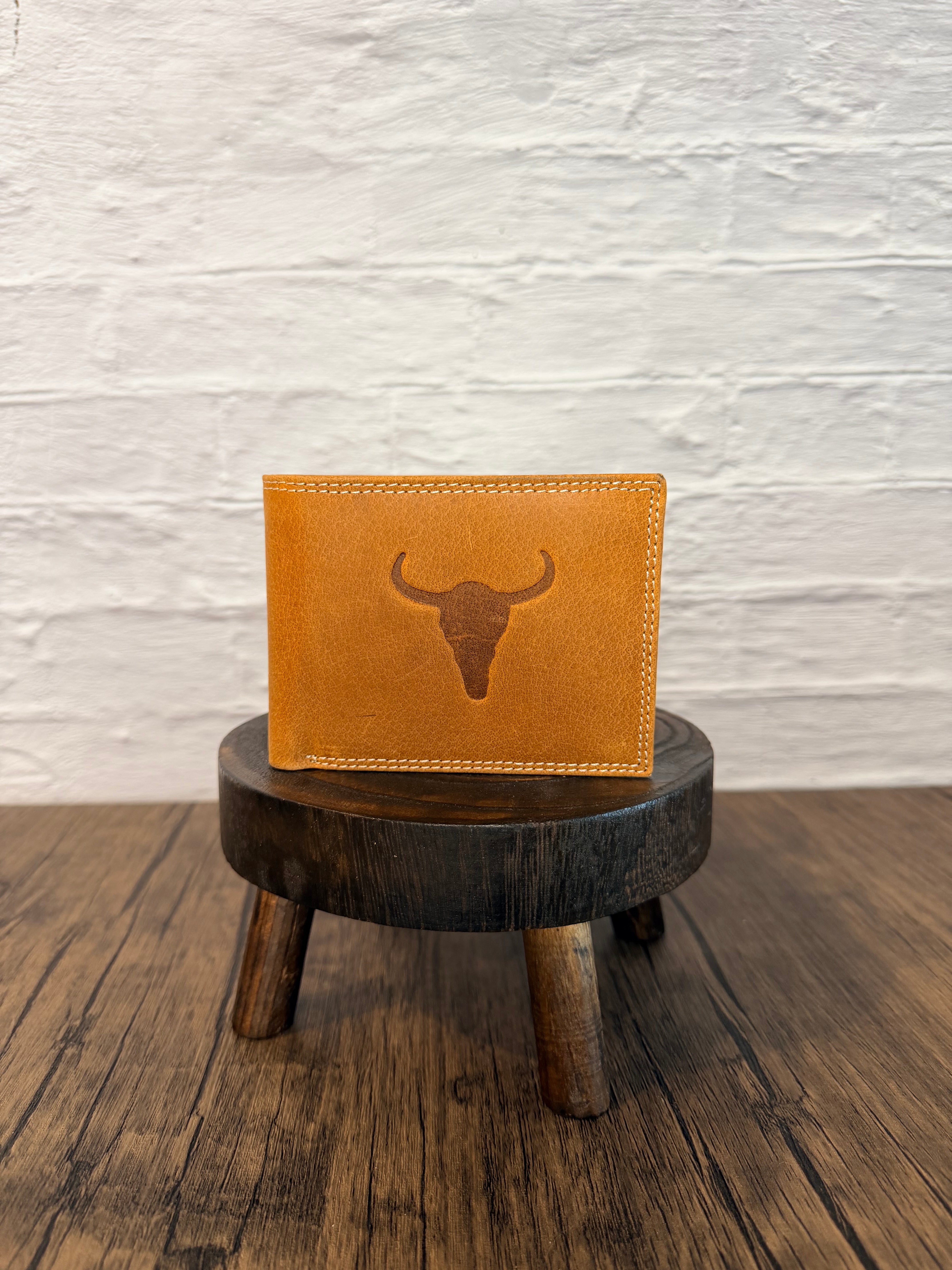 American Bison Tan Western Genuine Leather Wallet