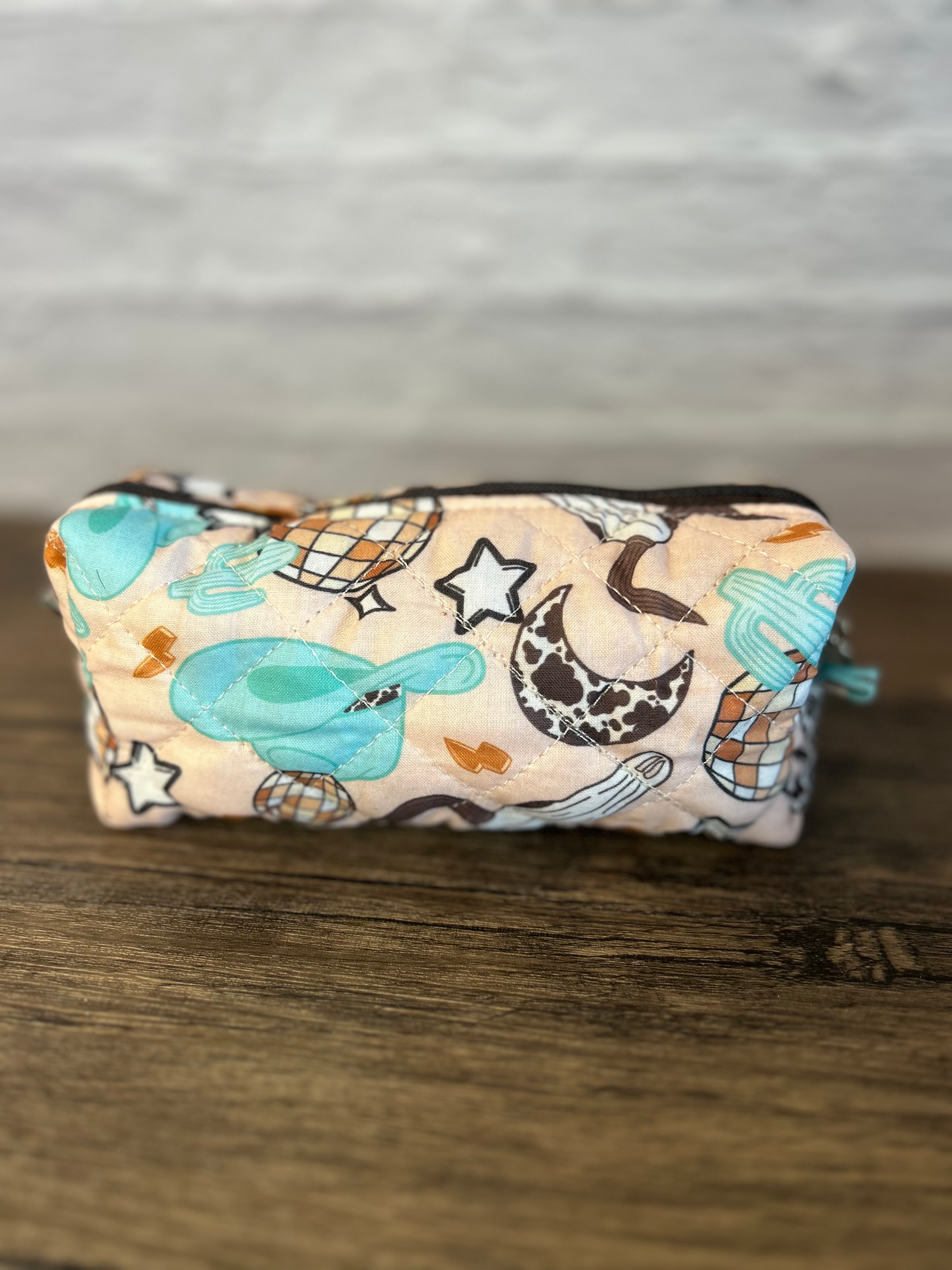 Desert Disco Quilted Pencil Pouch - Western Makeup Pouch