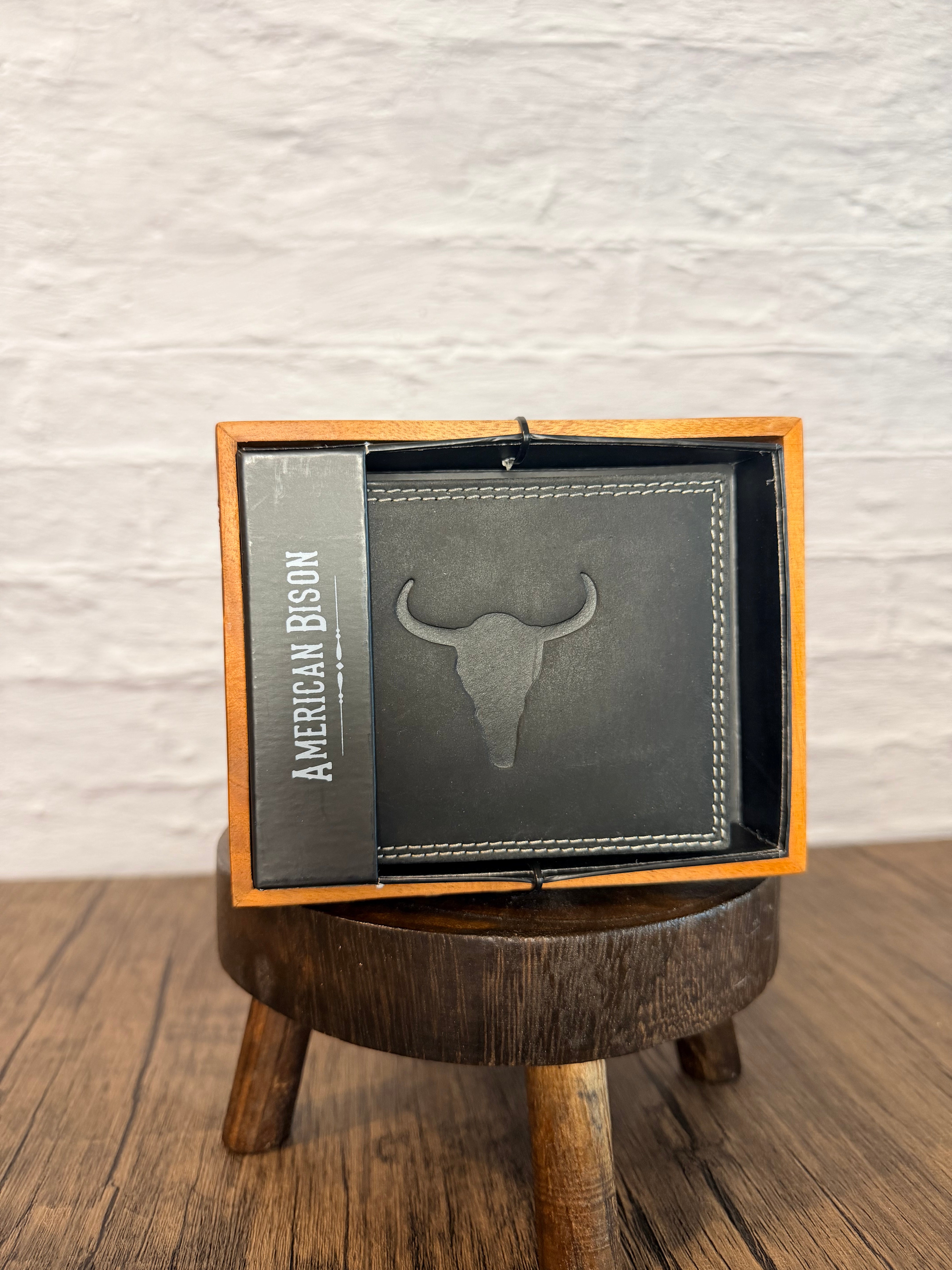 American Bison Black Genuine Leather Wallet