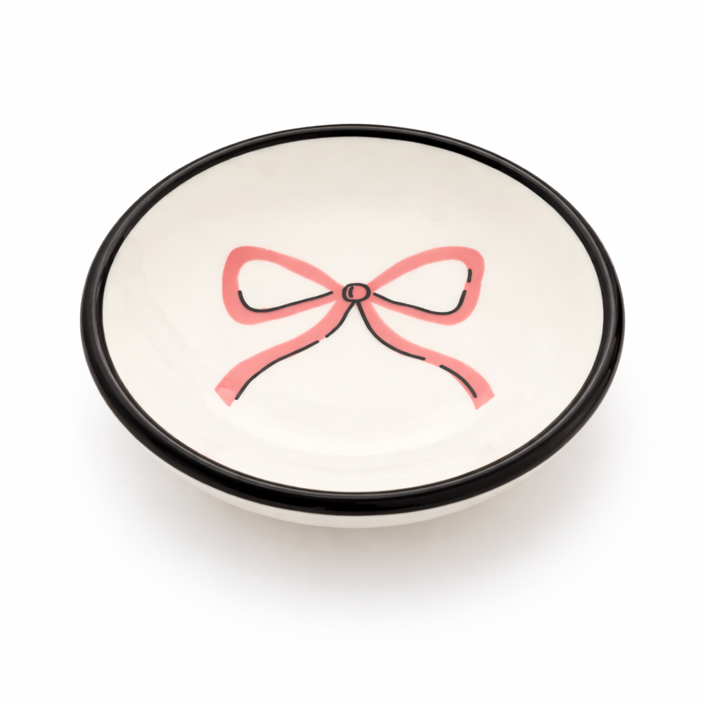 Salmon Pink Bow Ring Dish – Western Chic Jewelry Tray