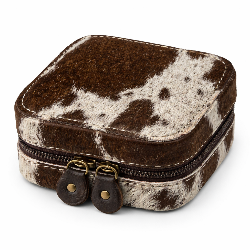 Mini Brown Cowhide Jewelry Box