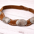 Brown Leather Studded Boho Cowgirl Belt