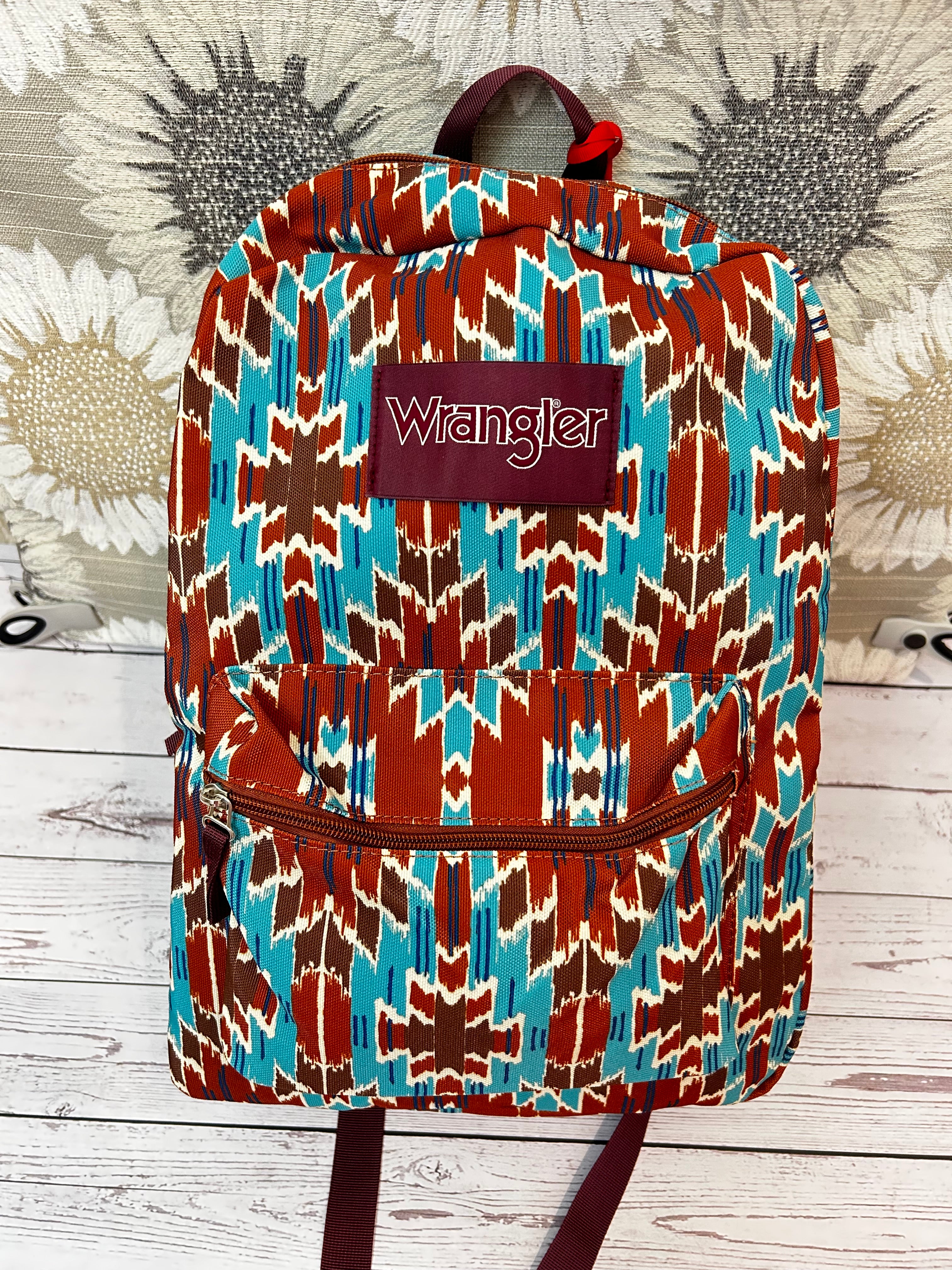 Wrangler Turquoise & Rust Aztec Western Backpack