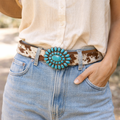 Turquoise Concho Cowhide Belt