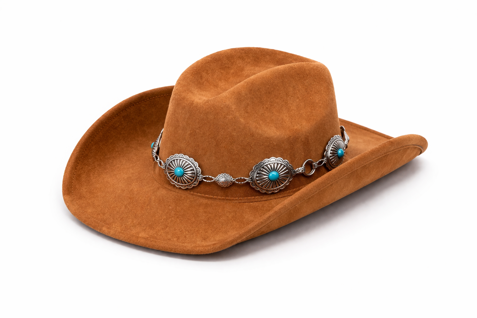 Brown Turquoise Concho Cowboy Hat