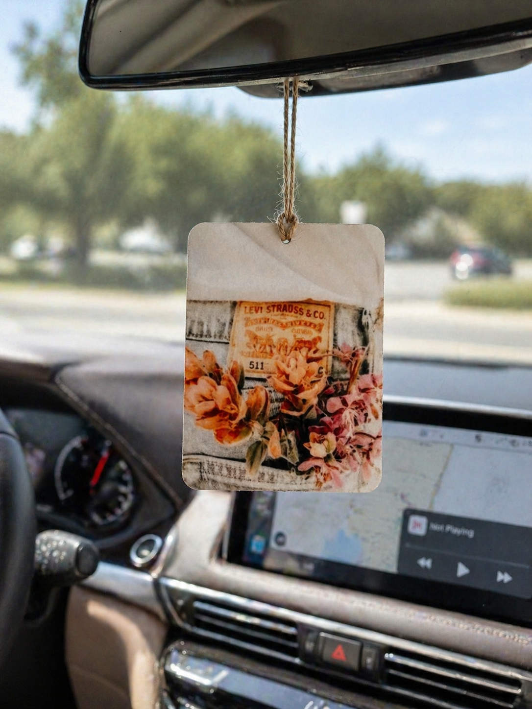 Floral Levi Denim Western Car Freshie