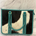American Bison Turquoise Leather Concealed Carry Tote Bag