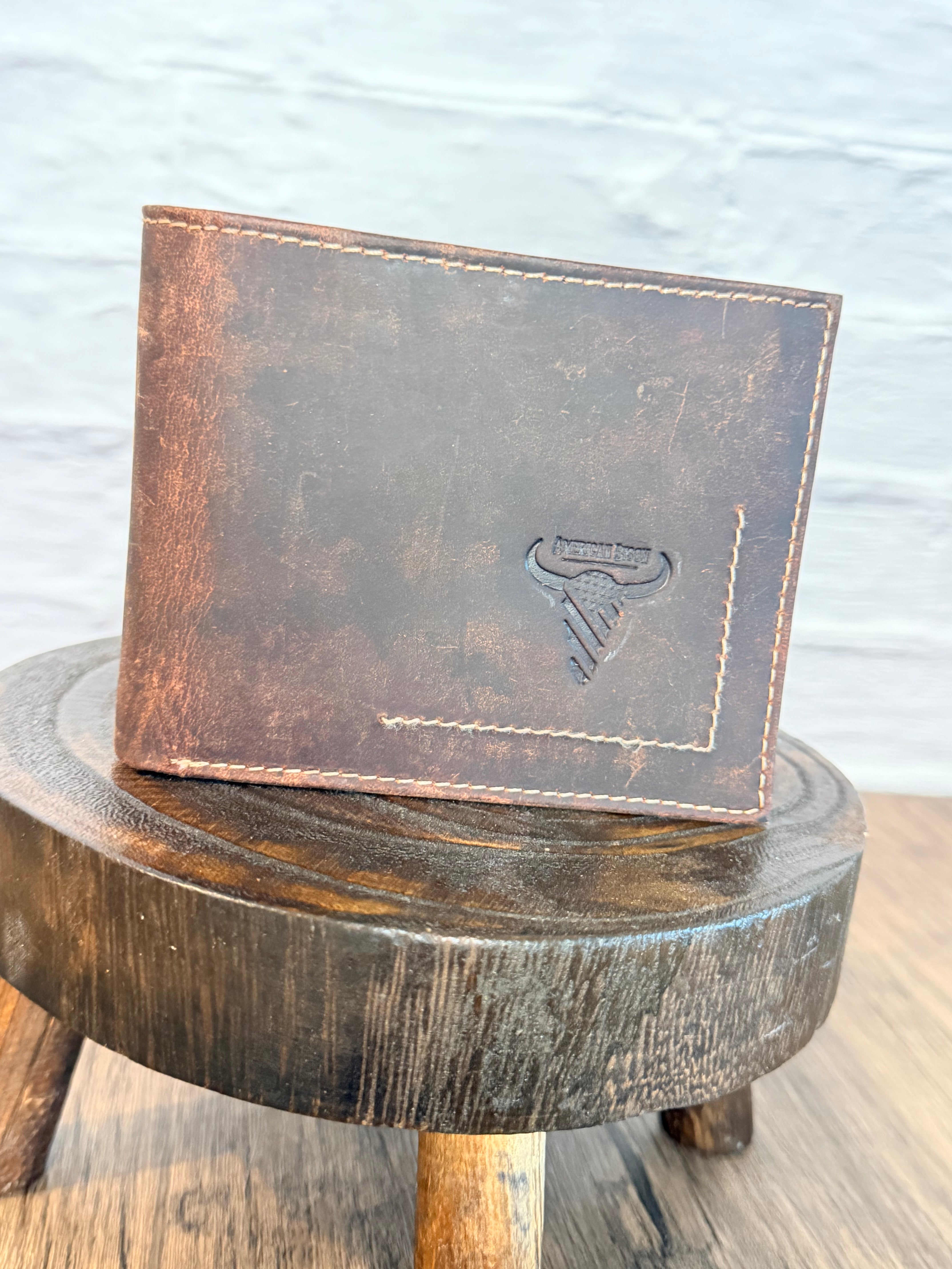 Classic Brown American Bison Genuine Leather Wallet