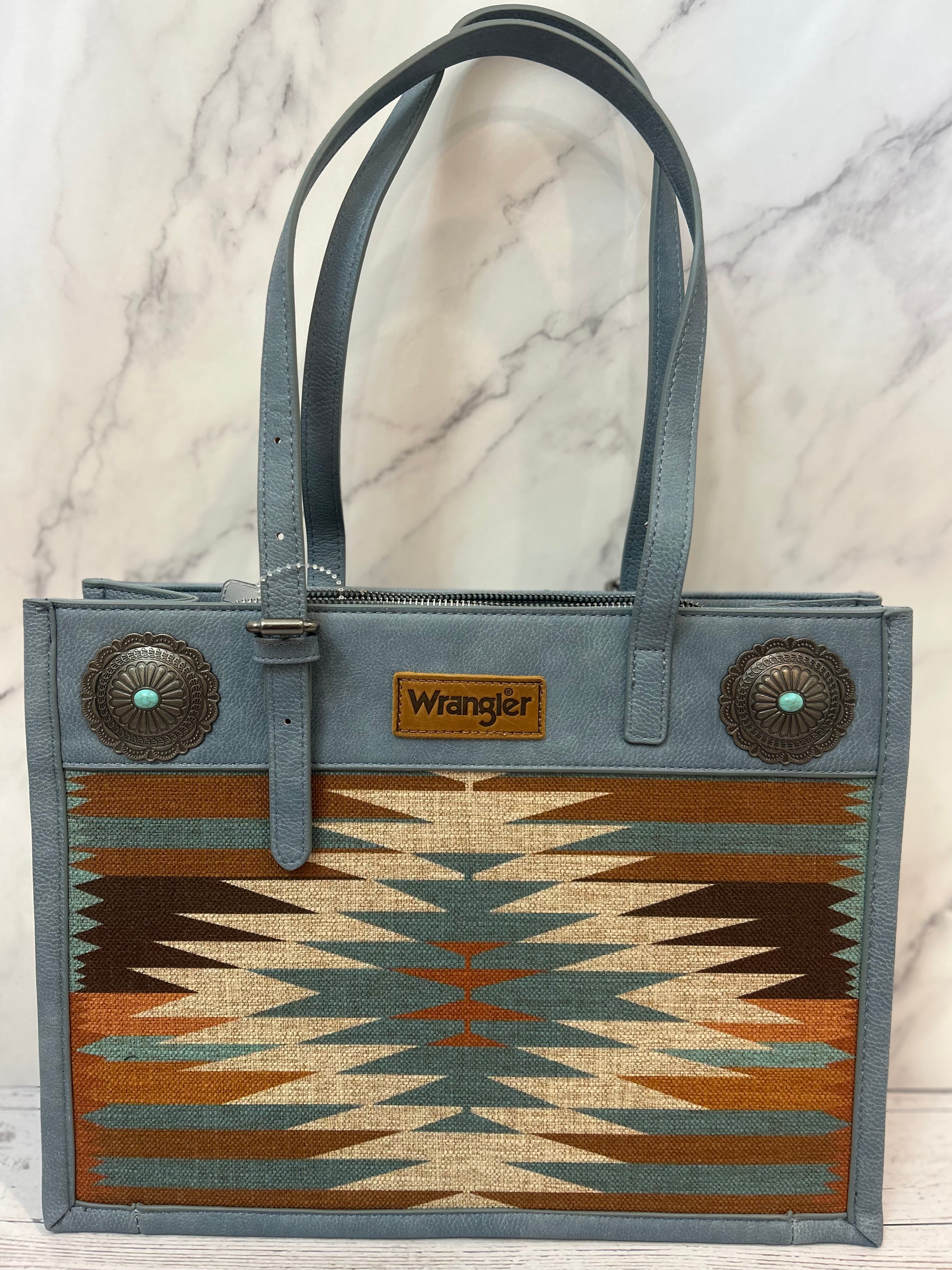Wrangler Aztec Tote Bag with Turquoise Concho