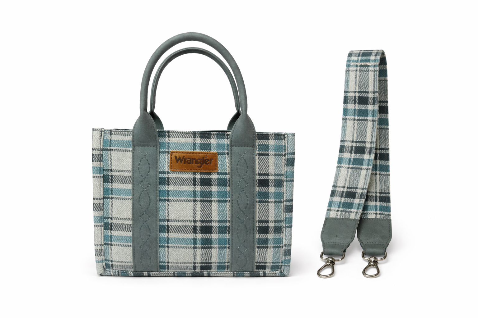 Wrangler Chambray Blue Plaid Tote Bag