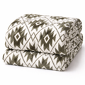 Western Aztec Green Plush Blanket