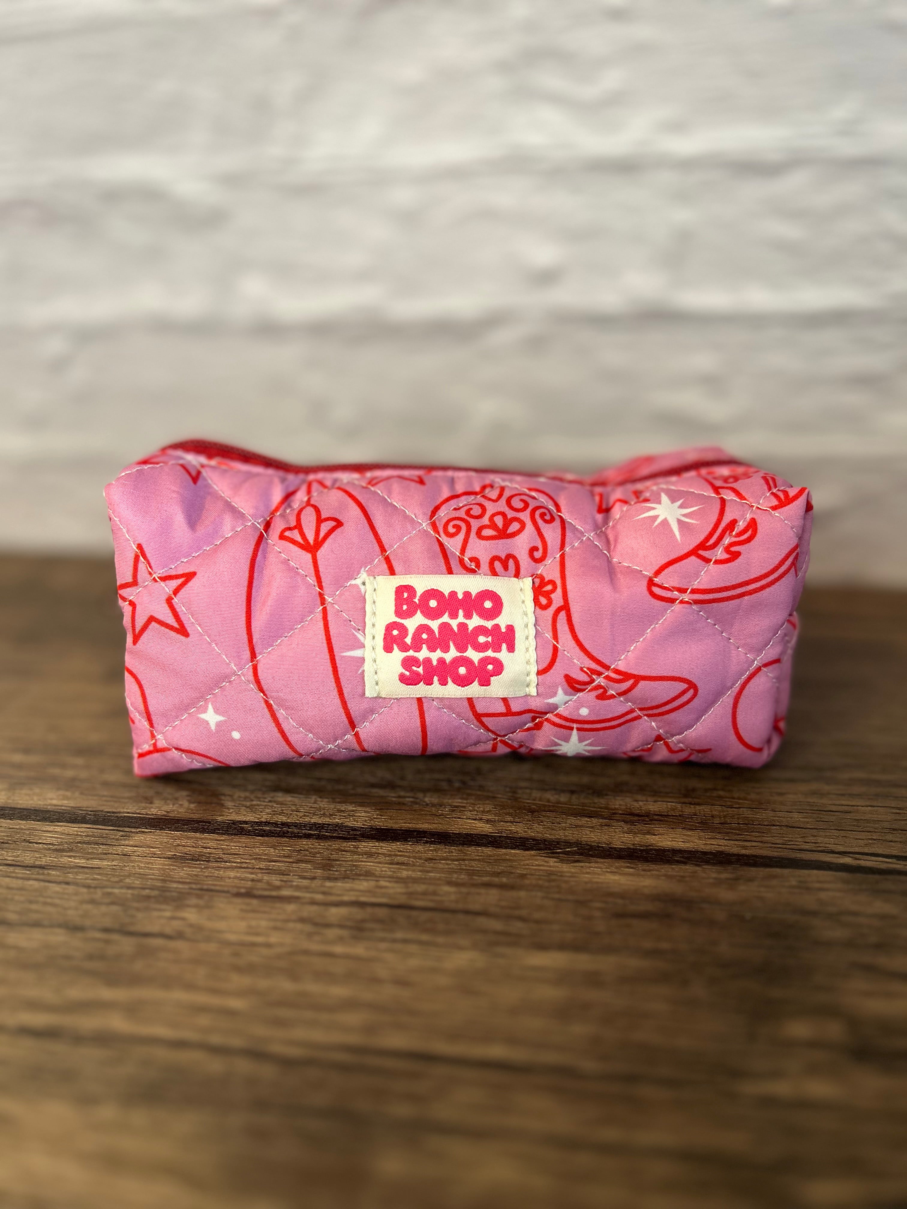 Rodeo Barbie Quilted Pencil Pouch - Western Makeup Pouch