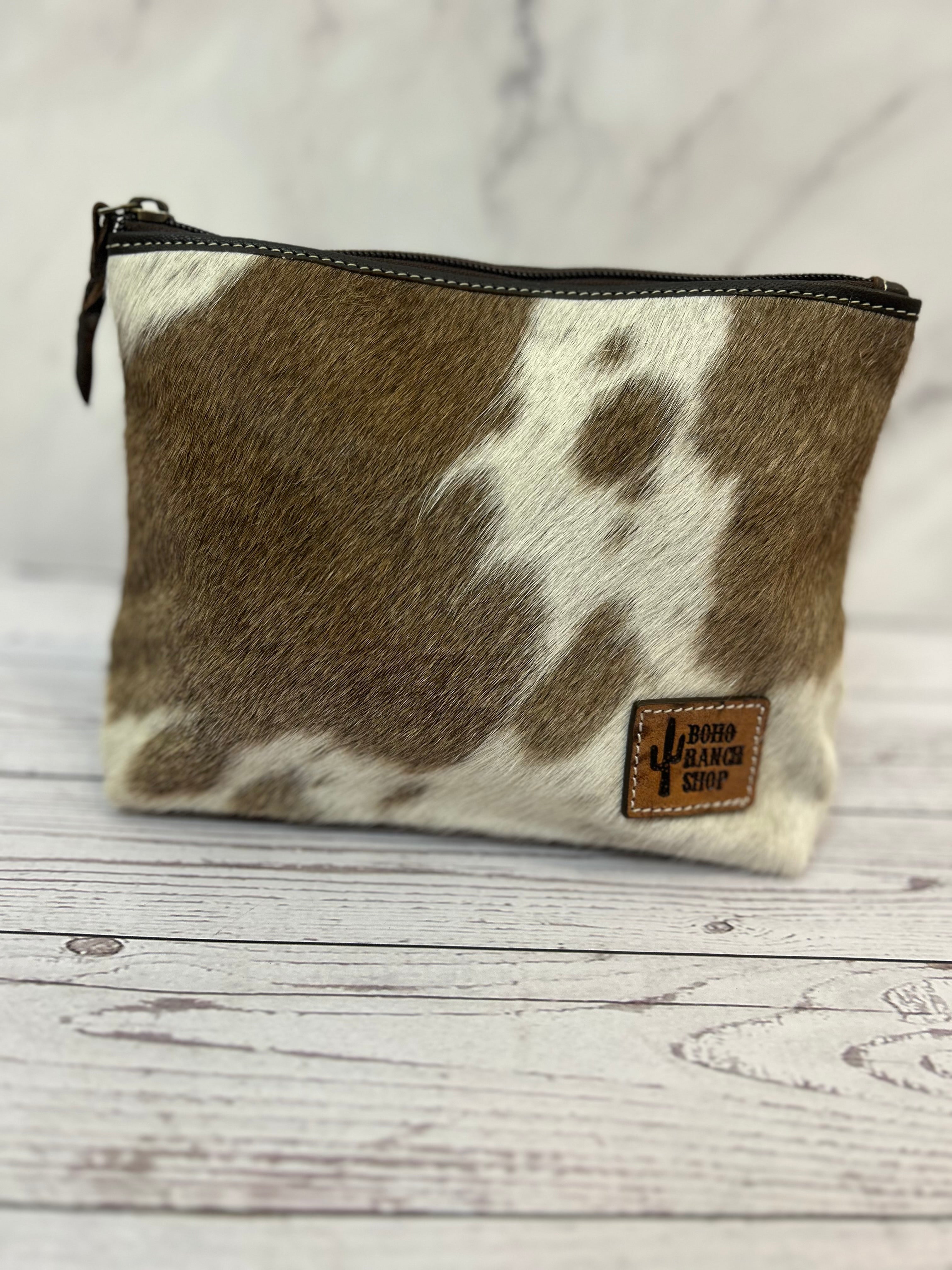 Brown Cowhide Makeup Bag