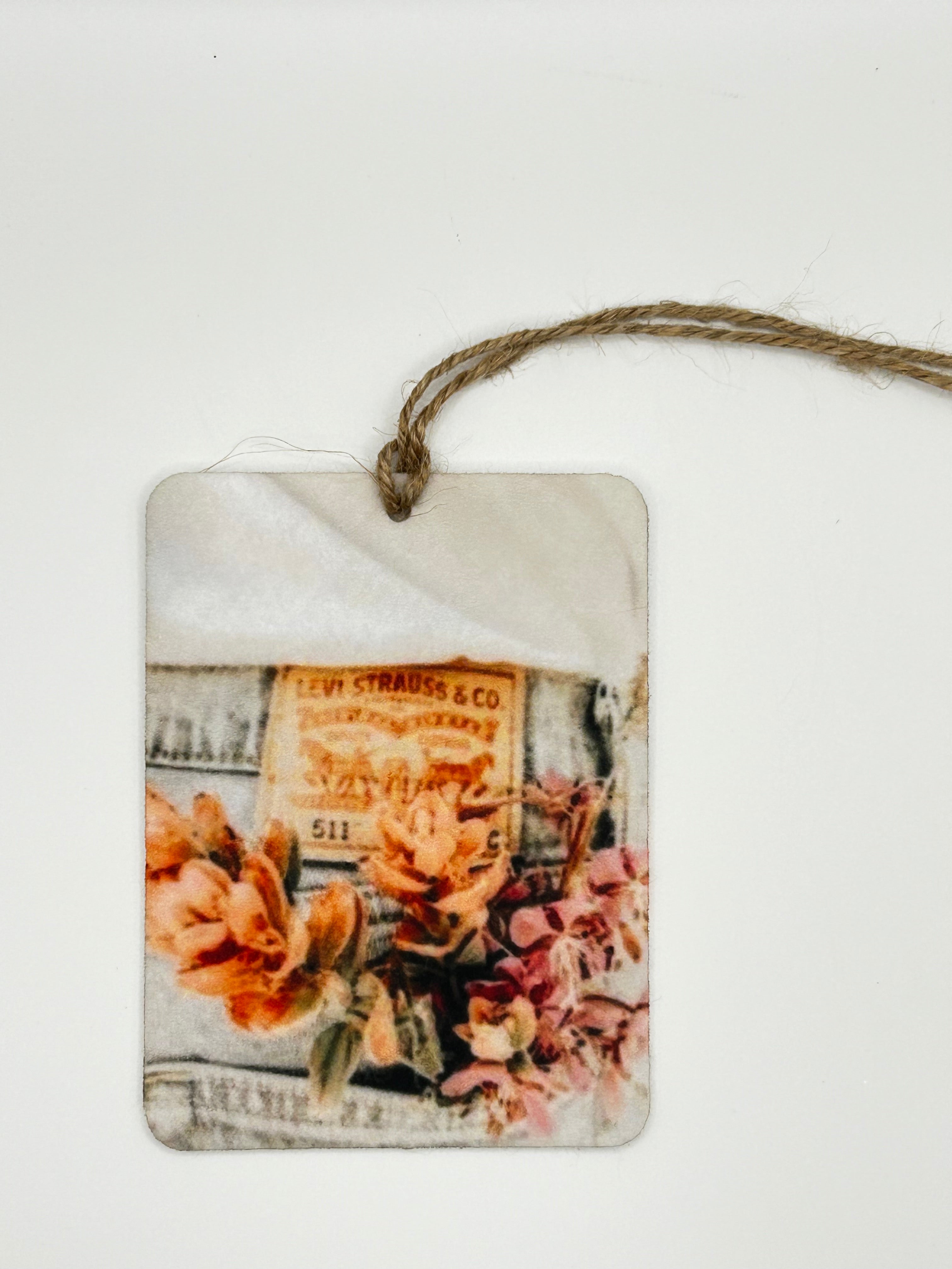 Floral Levi Denim Western Car Freshie