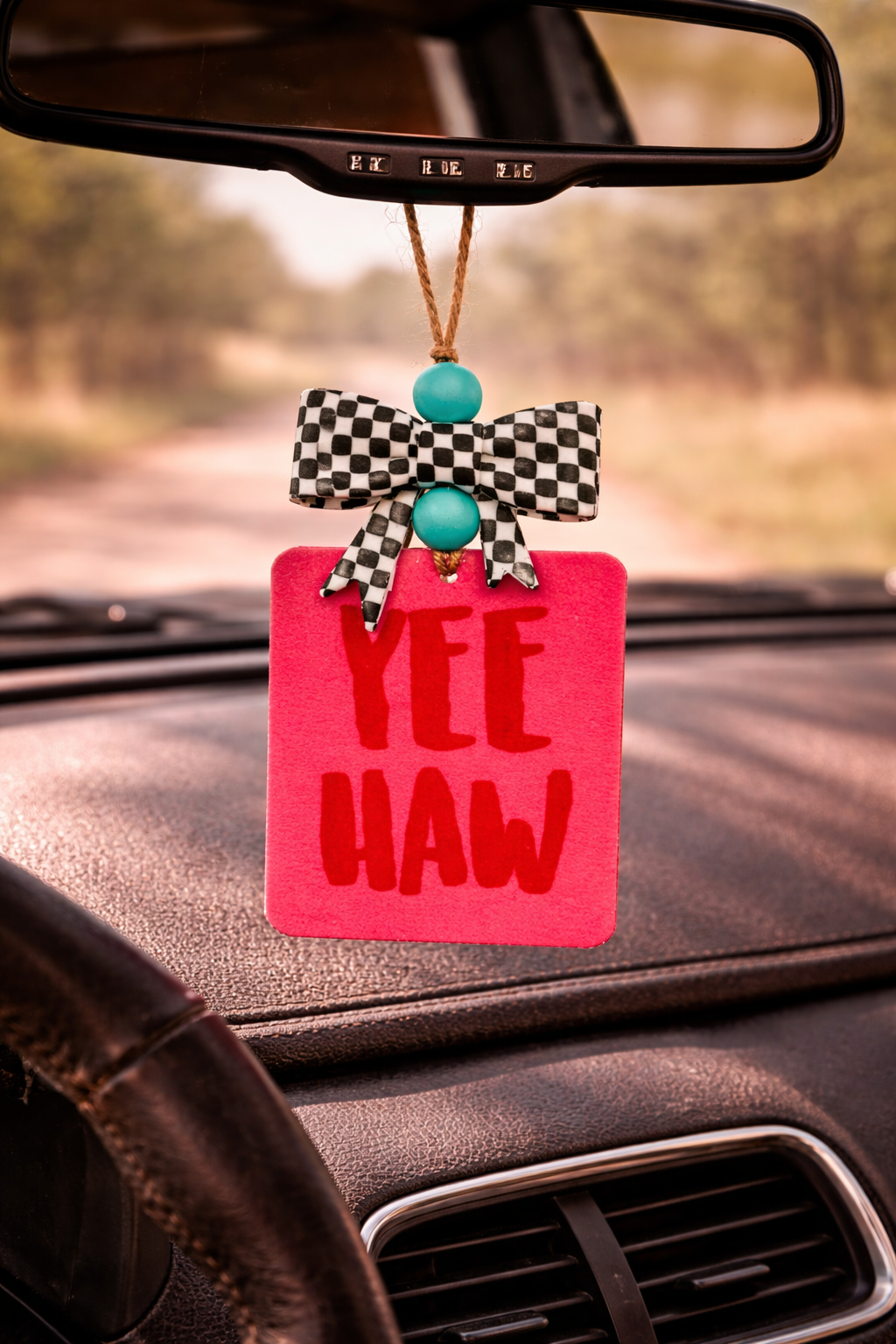 YEE HAW Car Freshie with Checkered Bow