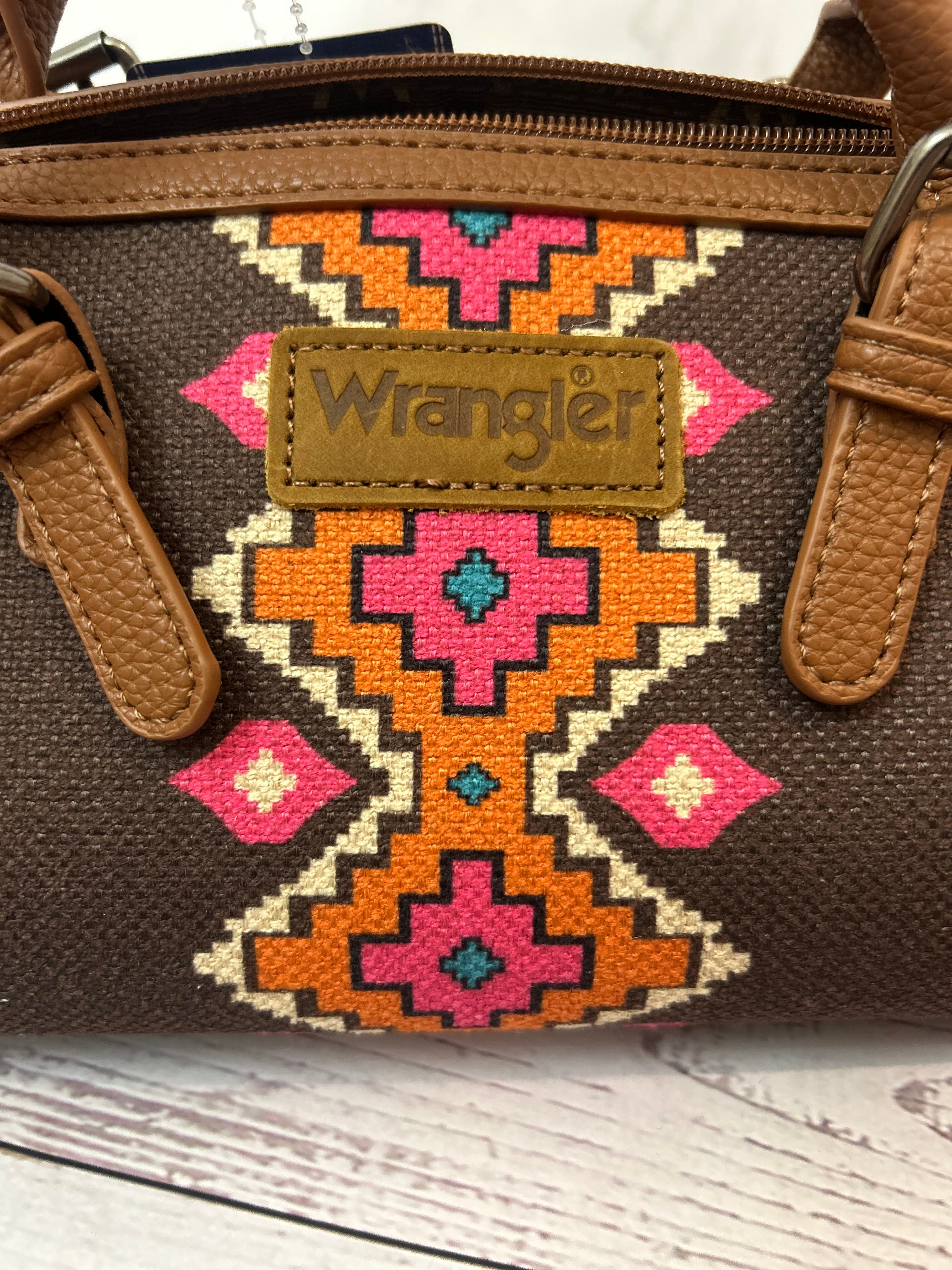 Wrangler Pink & Turquoise Aztec Barrel Purse