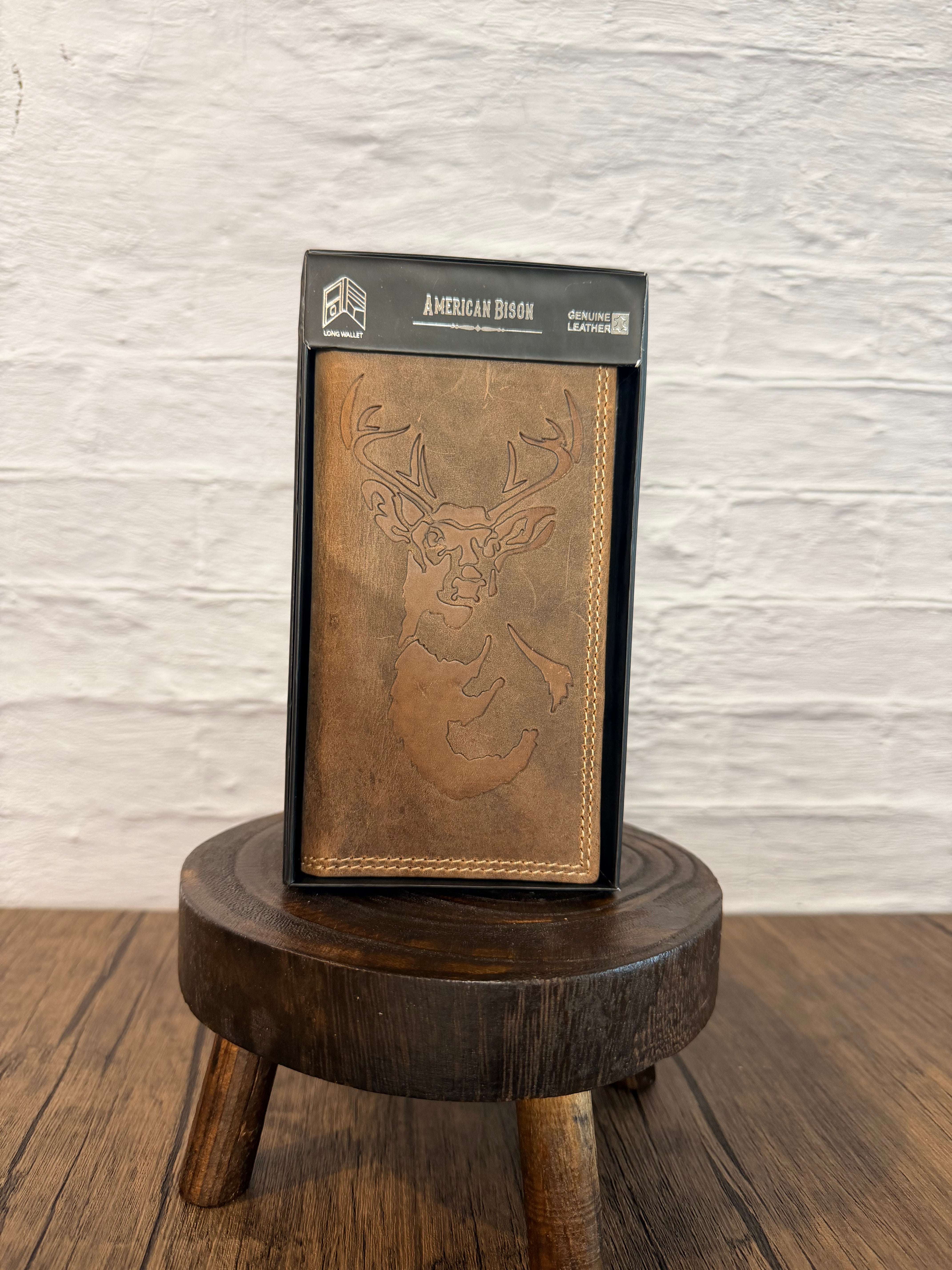 American Bison Deer Buck Western Checkbook Wallet