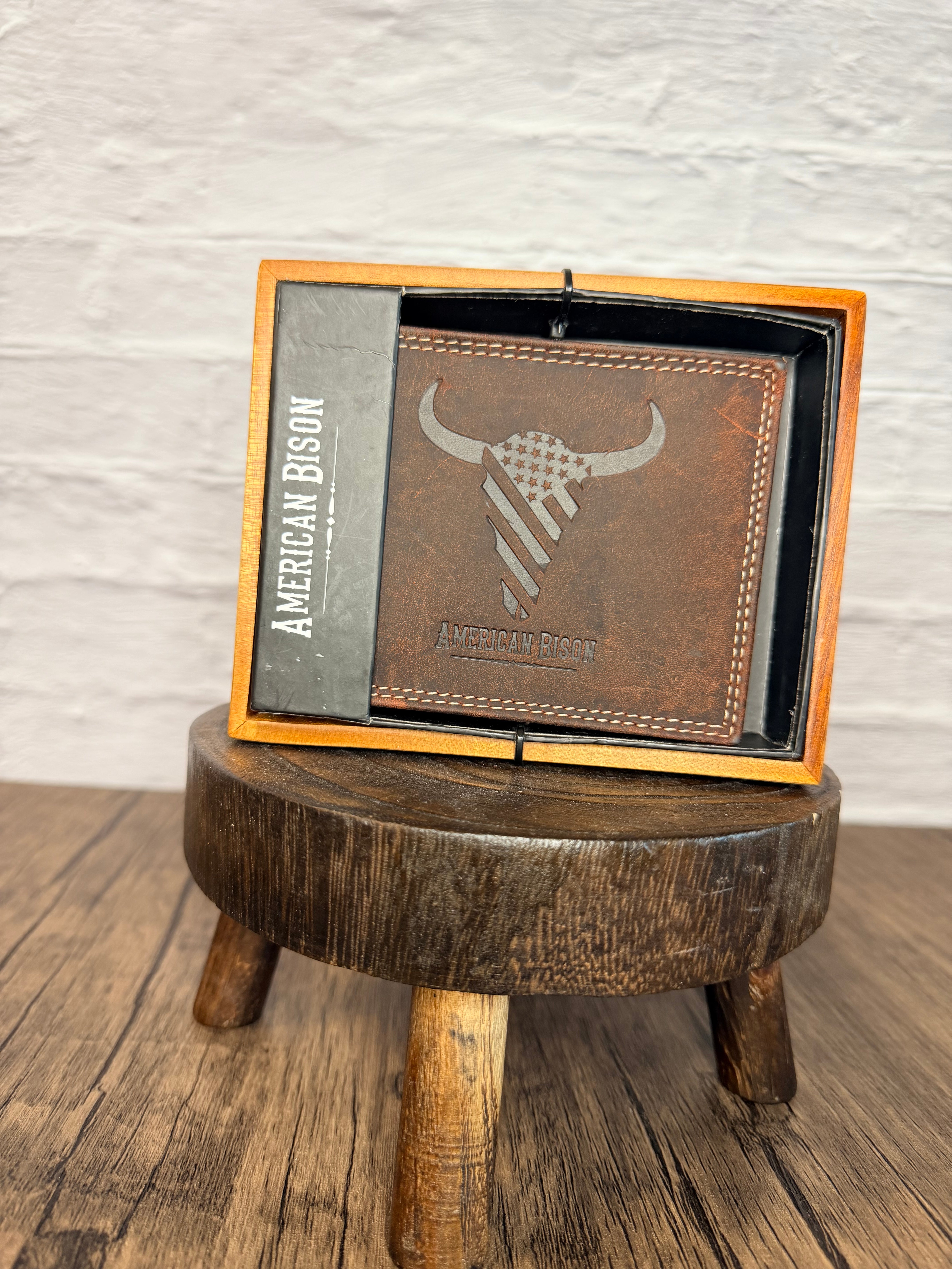 American Bison Patriotic Leather Wallet