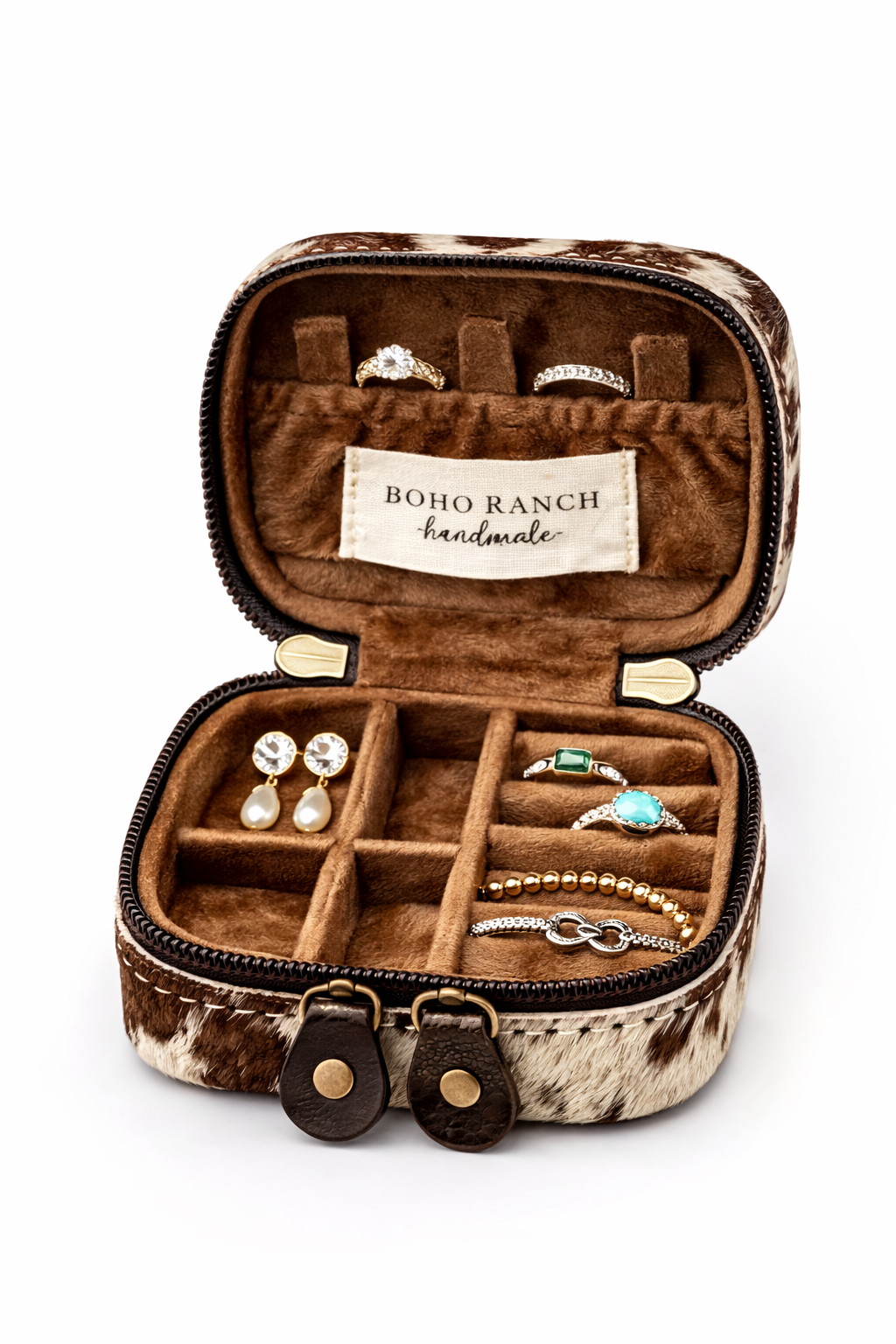 Mini Brown Cowhide Jewelry Box