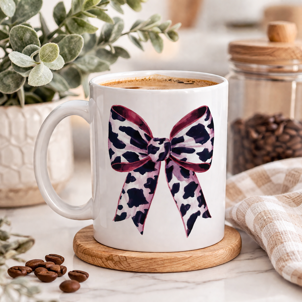 Cow Print Coquette Bow 11oz Coffee Mug