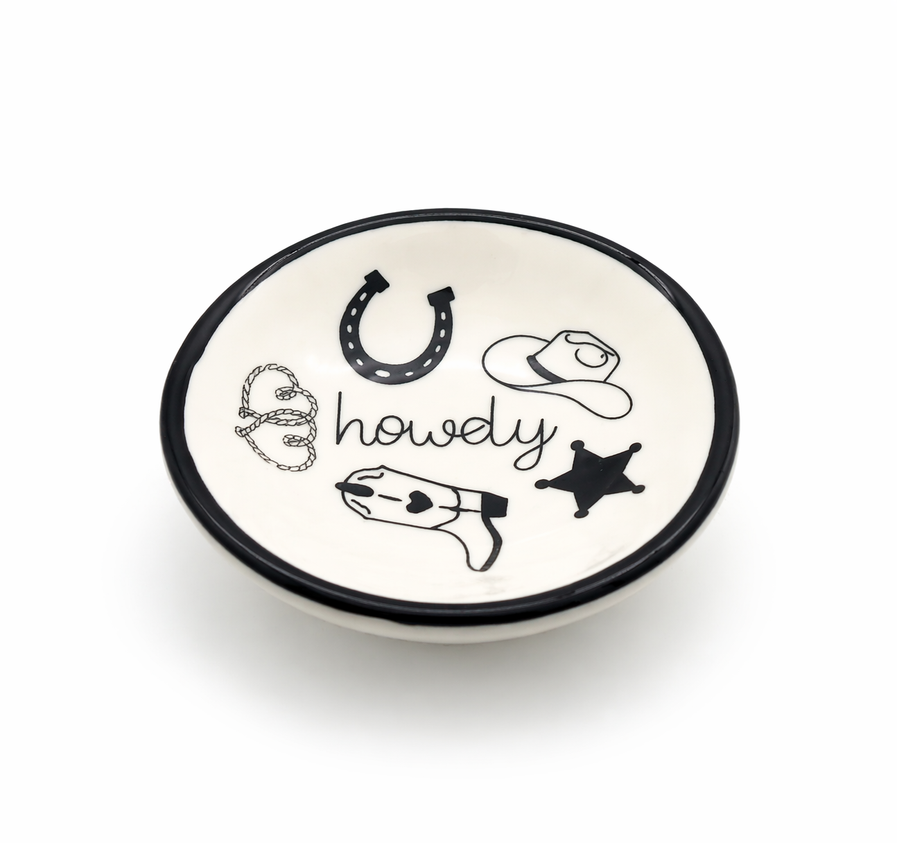 Howdy Western Ring Dish – Cowgirl Jewelry Holder | Rustic Vanity Trinket Dish