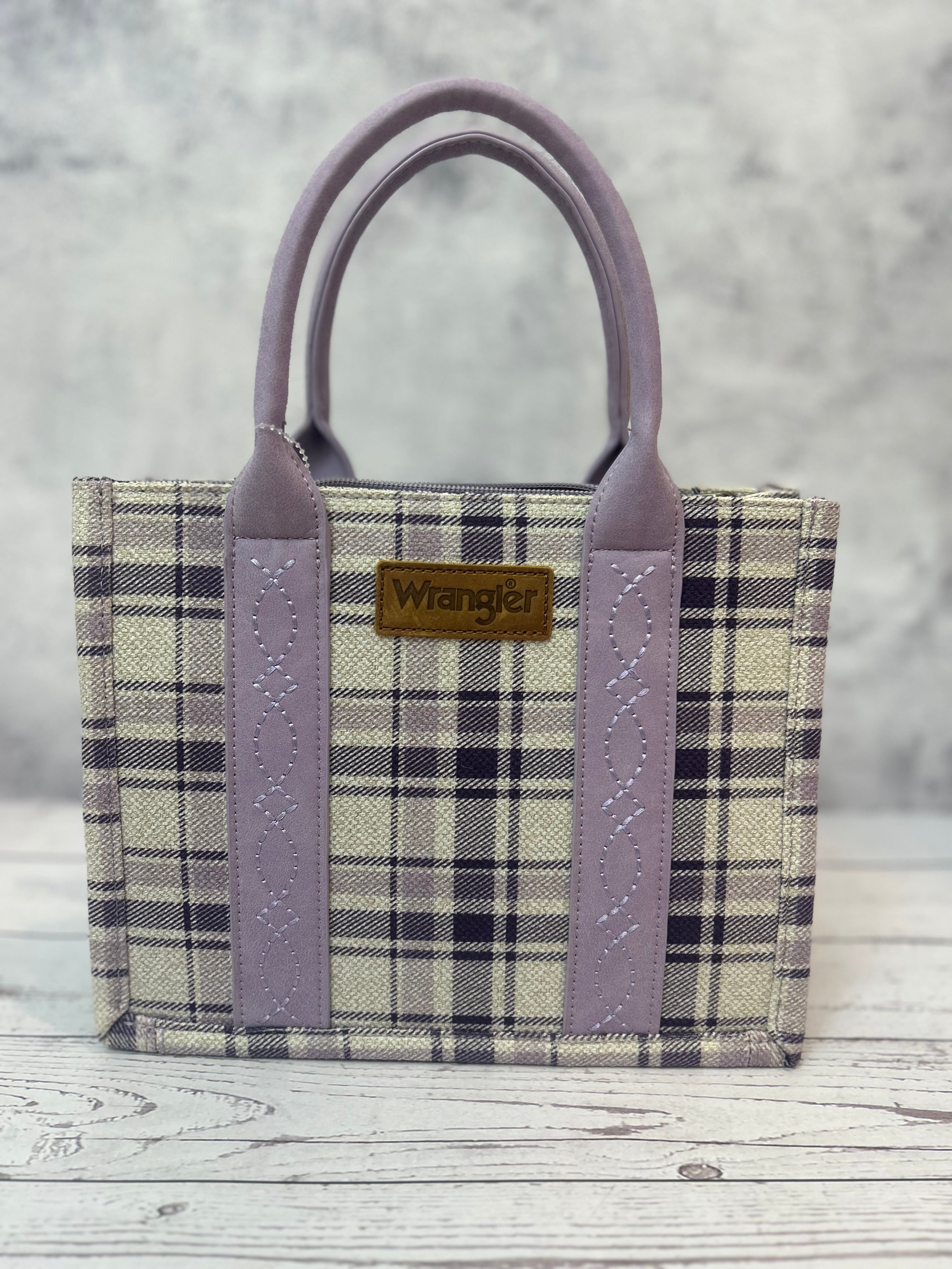 Wrangler Lavender Plaid Tote Bag