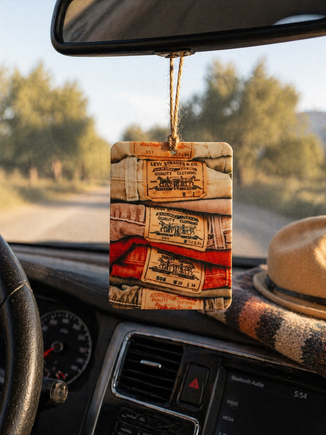 Vintage Denim Western Car Freshie