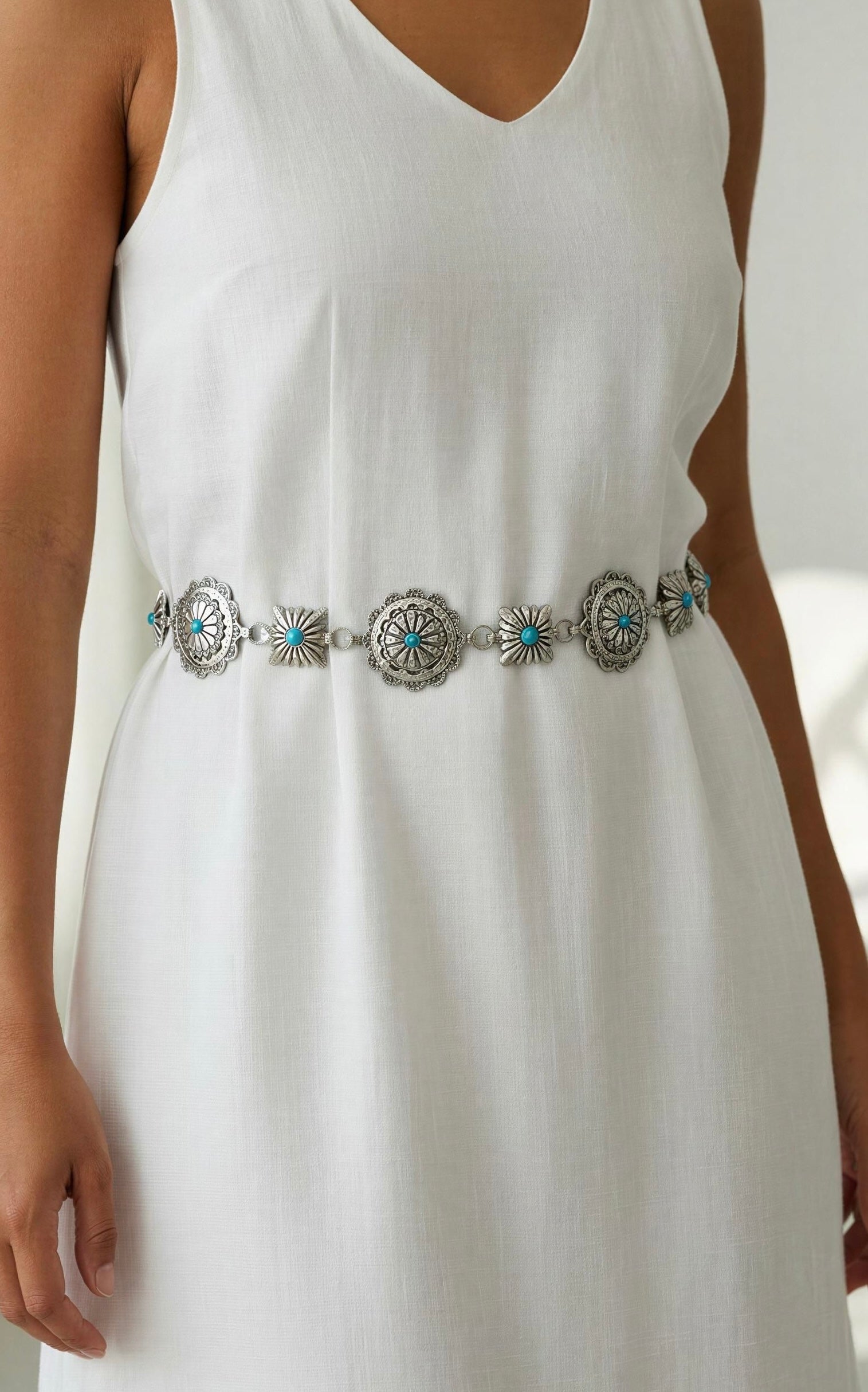Turquoise Concho Chain Belt