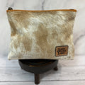 Tan Cowhide Makeup Bag