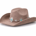 Beige Turquoise Concho Cowboy Hat