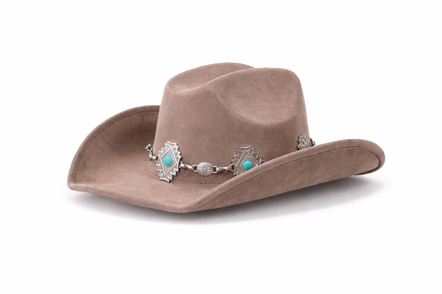 Beige Turquoise Concho Cowboy Hat