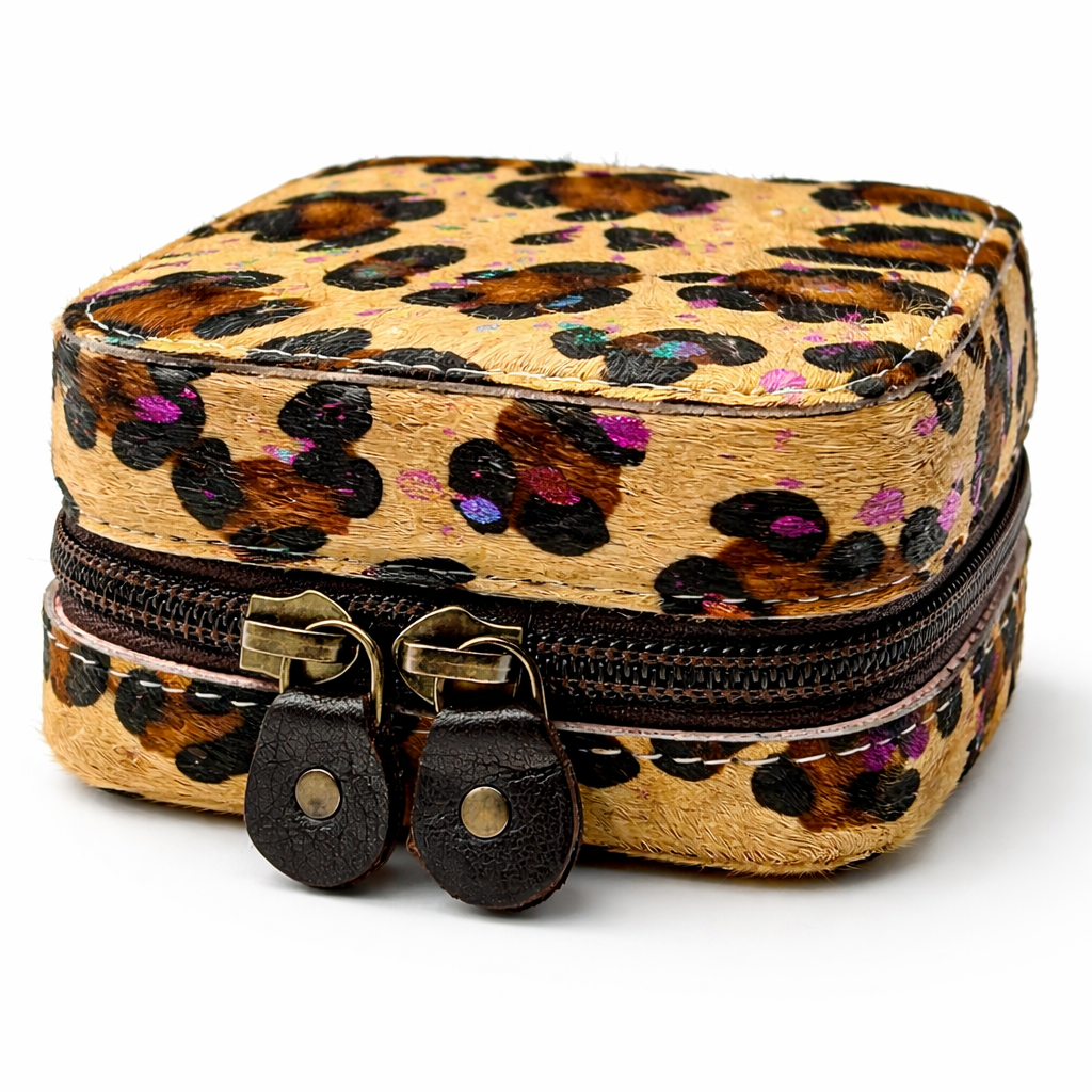 Cowhide Leopard Speckle Jewelry Box
