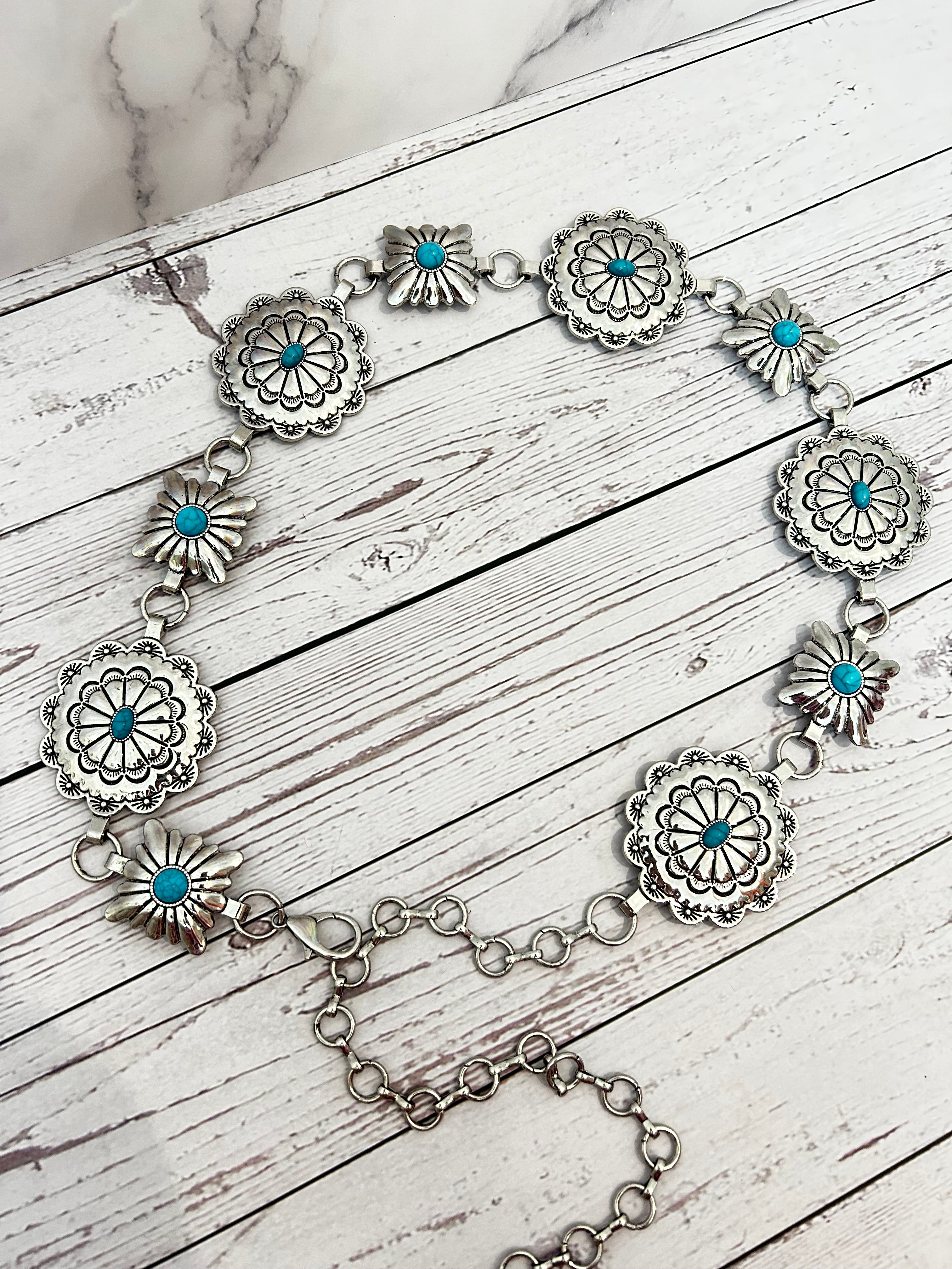 Turquoise Concho Chain Belt