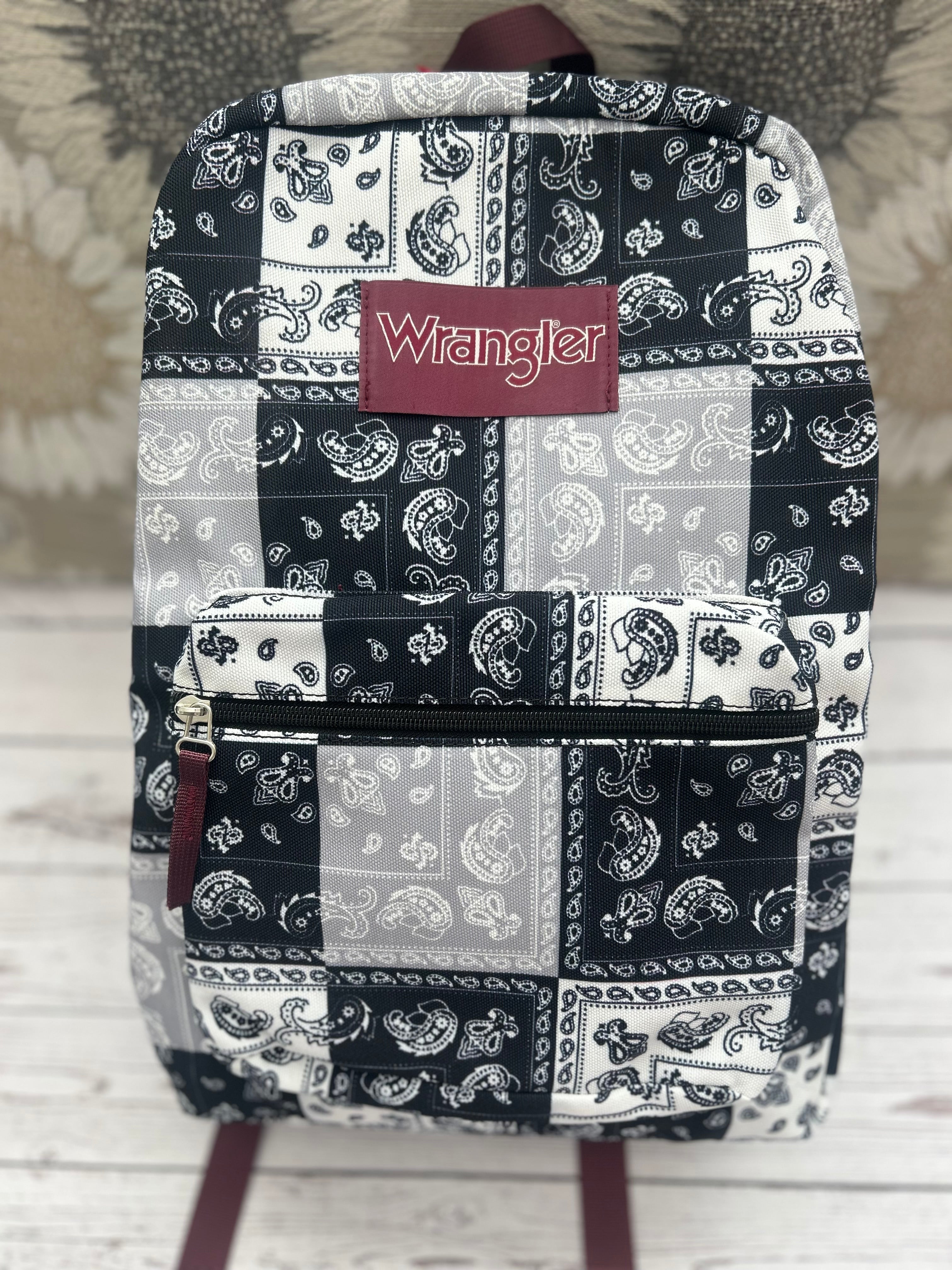 Wrangler Black & White Bandana Patchwork Western Backpack