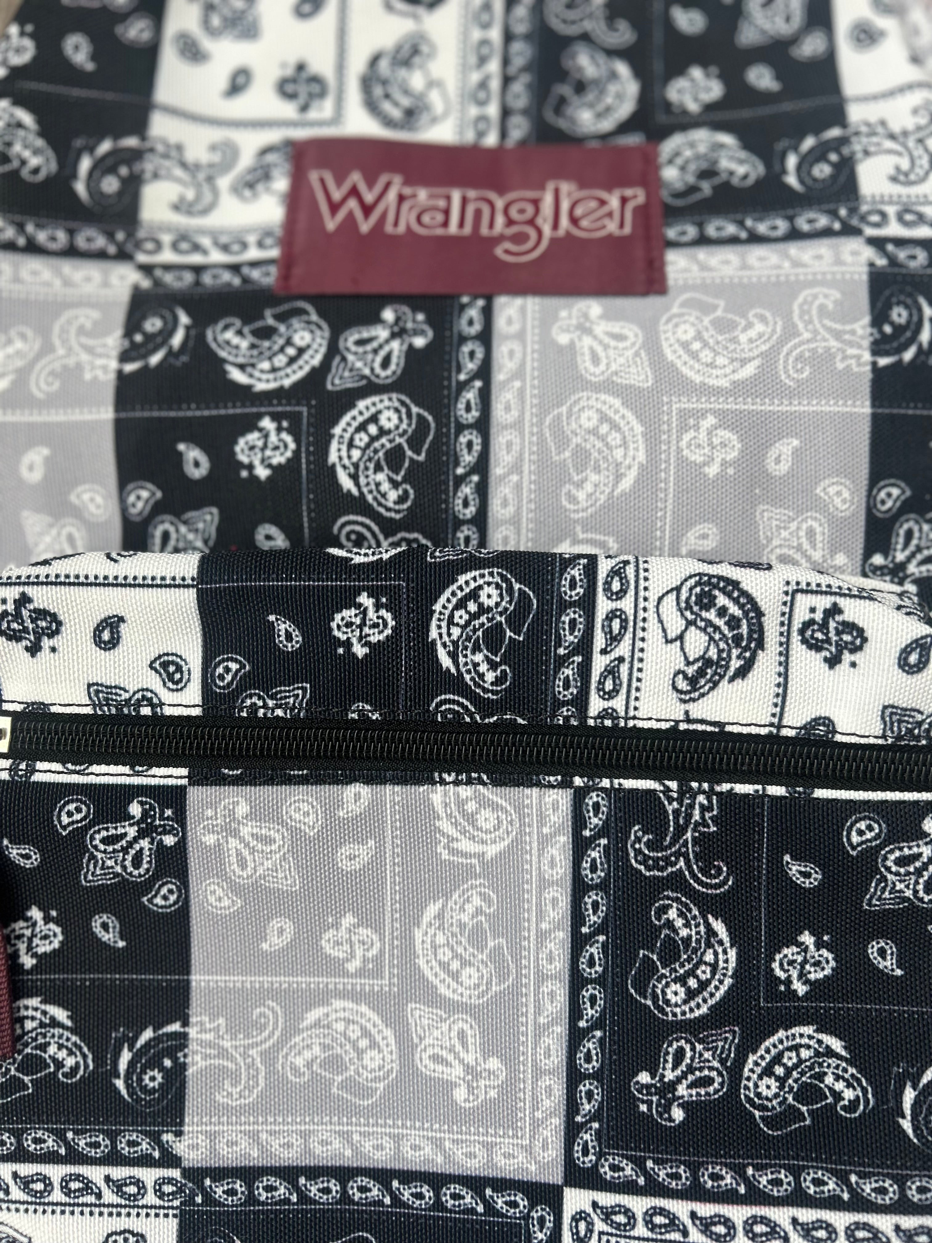 Wrangler Black & White Bandana Patchwork Western Backpack