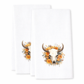 Sunflower Floral Cow Skull Dish Towel Set