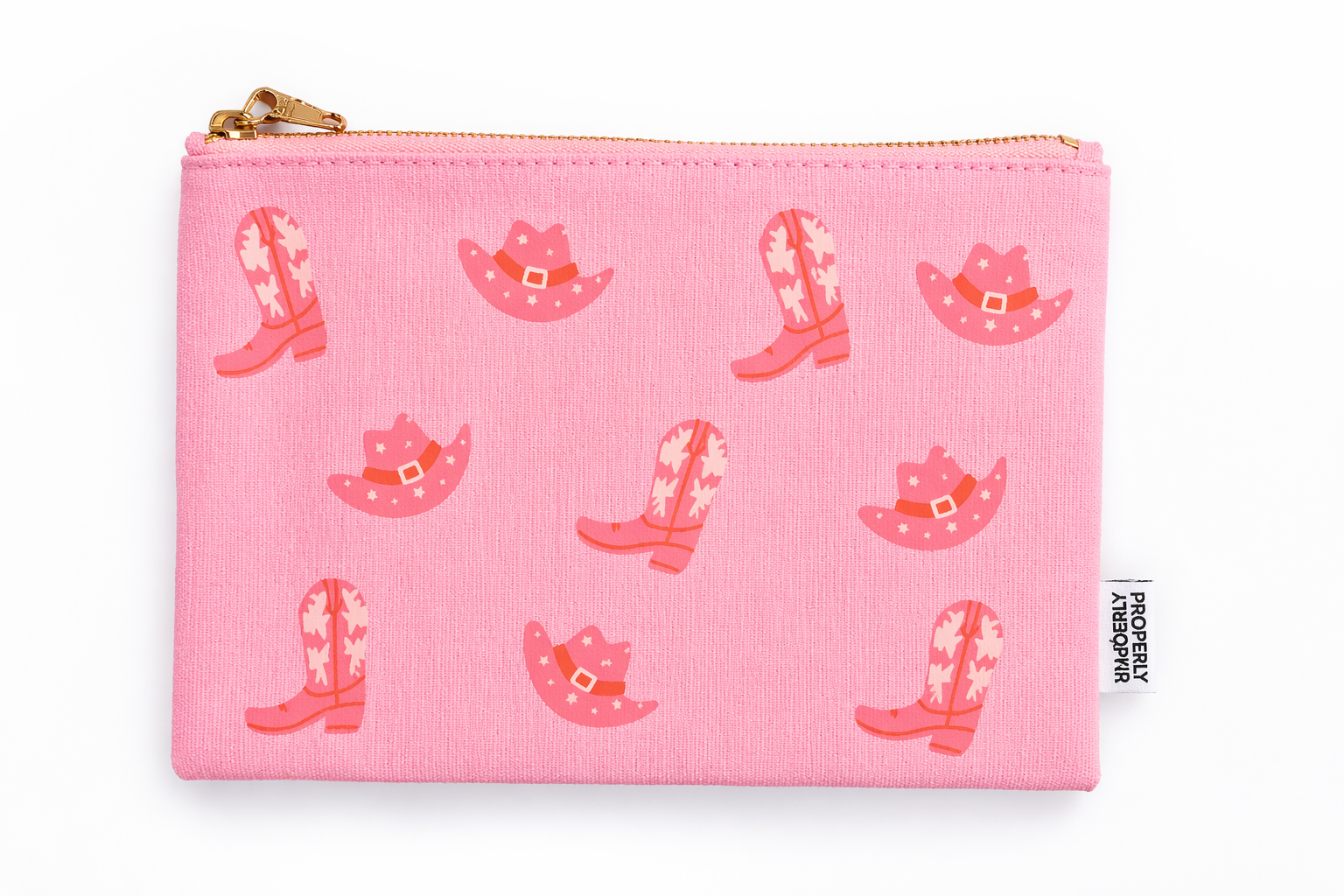 Pink Cowgirl Boot & Hat Canvas Pouch