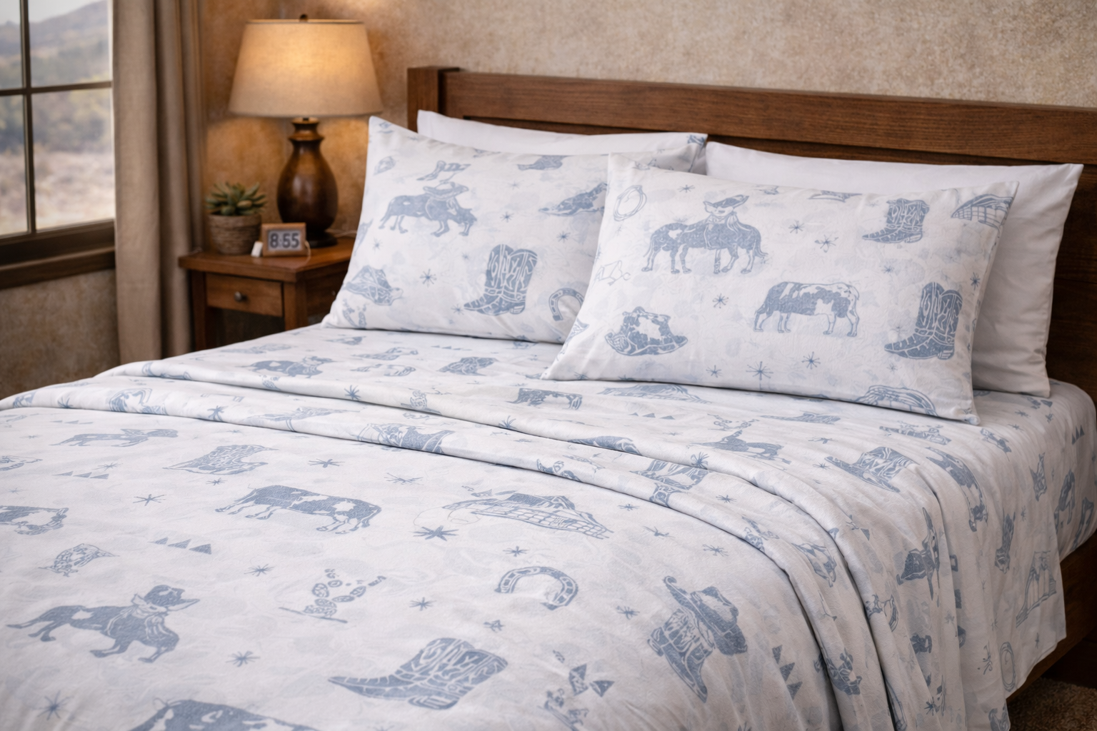 Western Ranch Sheet Set – Queen Size 6 Piece Bedding Set